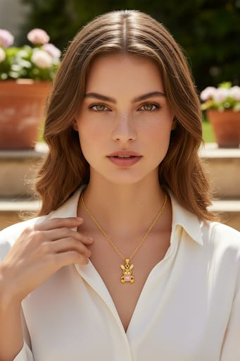 Cute Bunny Necklace with Pink Heart Crystal